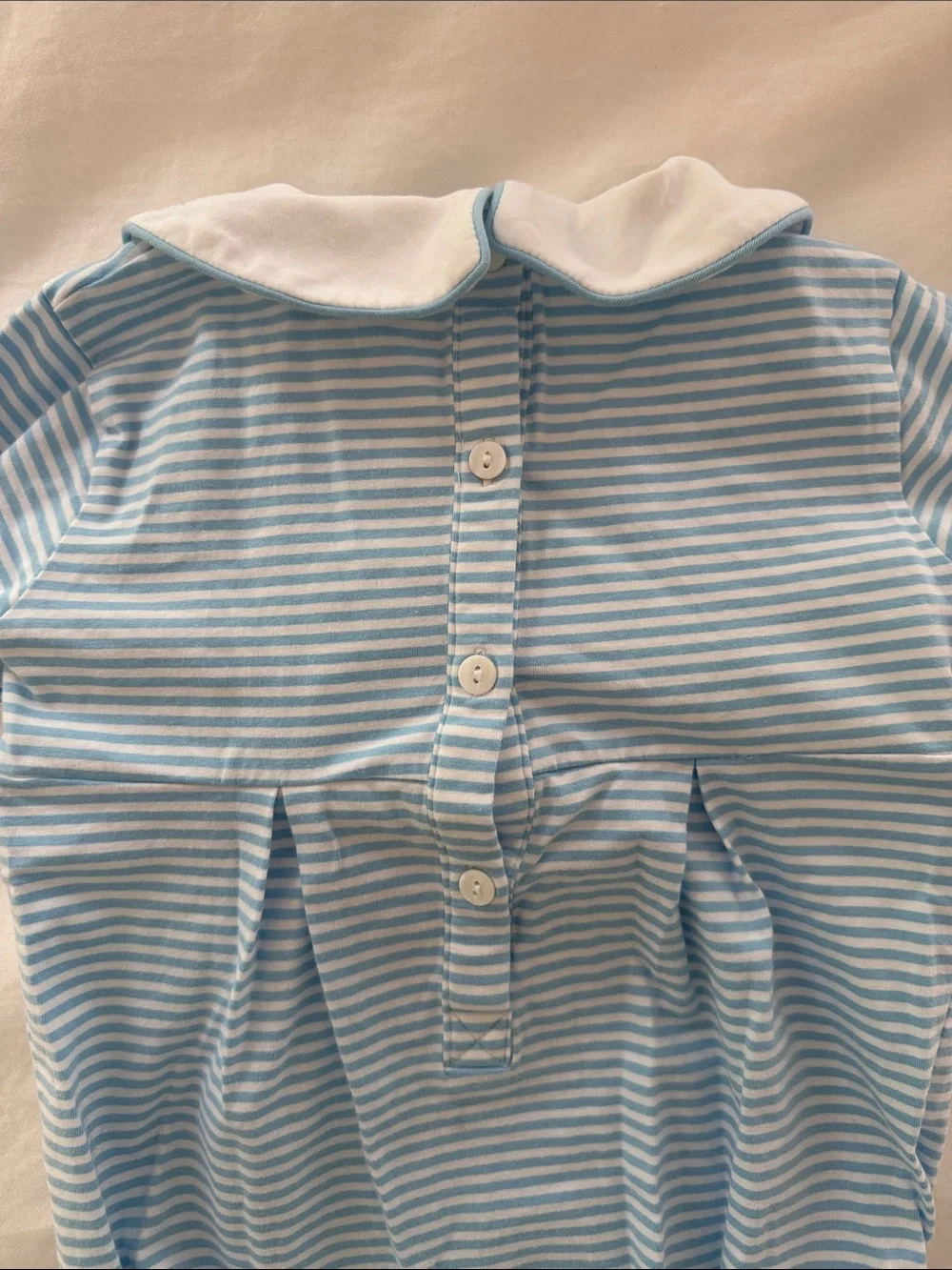 Smockingbird boys’ smocked bunnies striped blue onesie size 2